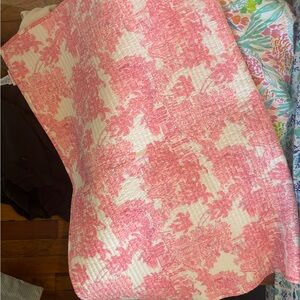 50th Anniversary Lilly Pulitzer pink Toile crib quilt